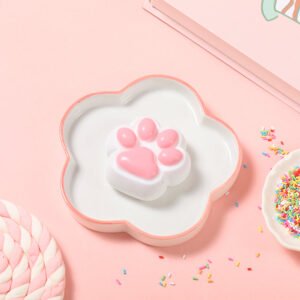80g White-based Pink Cat Paw Taba Squishy