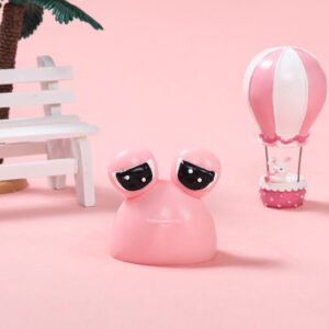 70g Pink Sad Frog Pou Taba Squishy