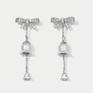 Lily of the Valley Bow Silver Earrings