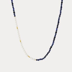 Lapis Lazuli Pearl Seed Bead Necklace