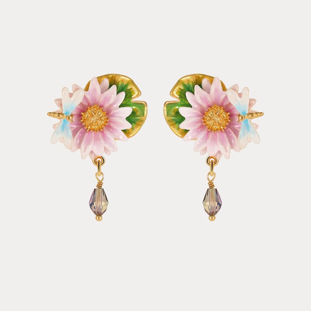 Lotus Dragonfly Earrings