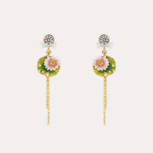 Lotus Dragonfly Tassel Earrings