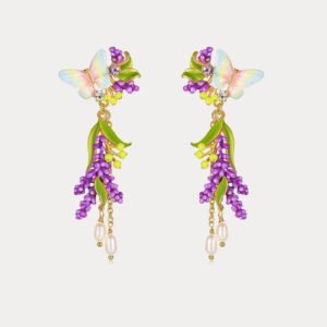 Lavender Butterfly Tassel Earrings